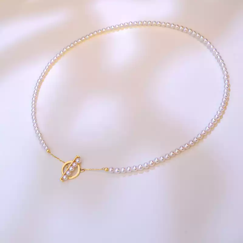 Akoya Light Bulb Baby Pearl Necklace in 14K Gold