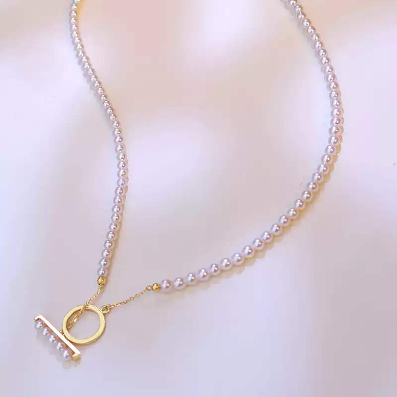 Akoya Light Bulb Baby Pearl Necklace in 14K Gold