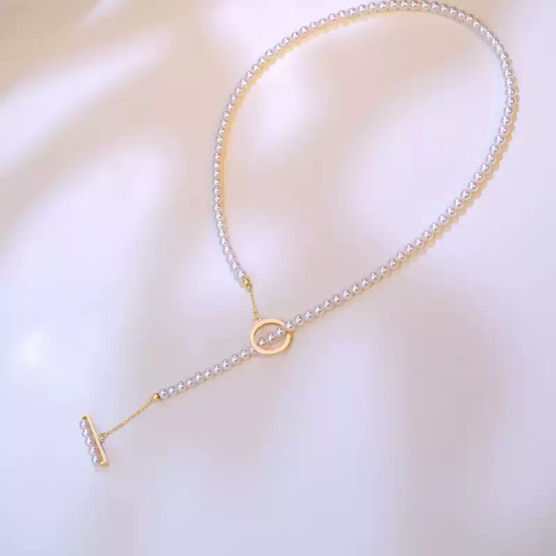 Akoya Light Bulb Baby Pearl Necklace in 14K Gold