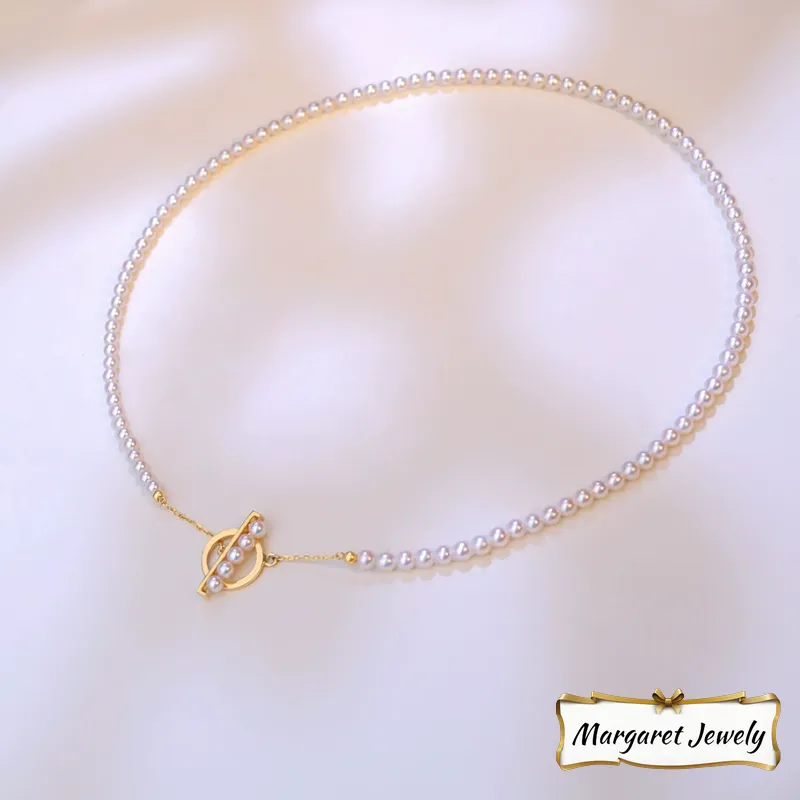 Akoya Light Bulb Baby Pearl Necklace in 14K Gold