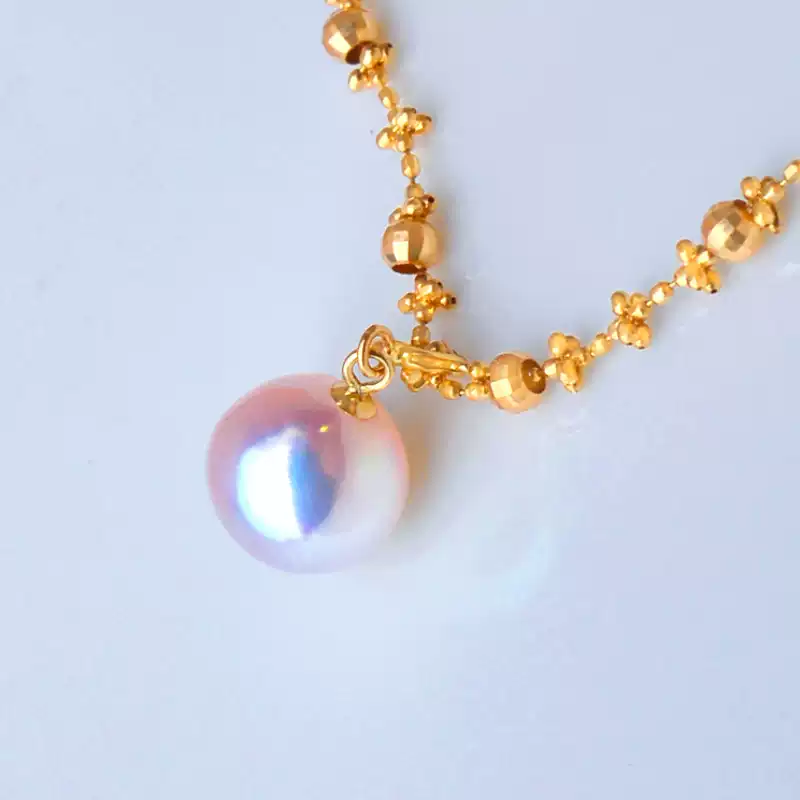 Hanadama Akoya Light Bulb Pearl Pendant Necklace in 18K Gold