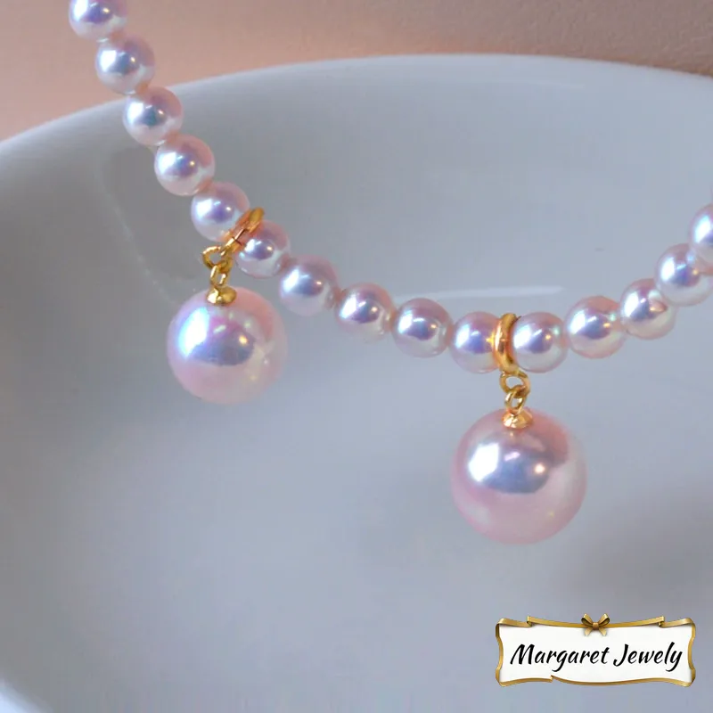 Hanadama Akoya Light Bulb Pearl Pendant Necklace in 18K Gold