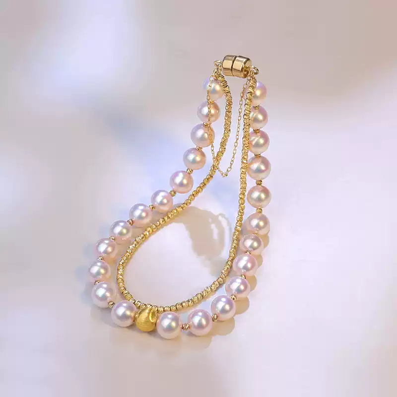 Akoya Double-Layer Pearl Bracelet in 18K Gold