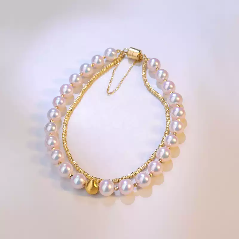 Akoya Double-Layer Pearl Bracelet in 18K Gold
