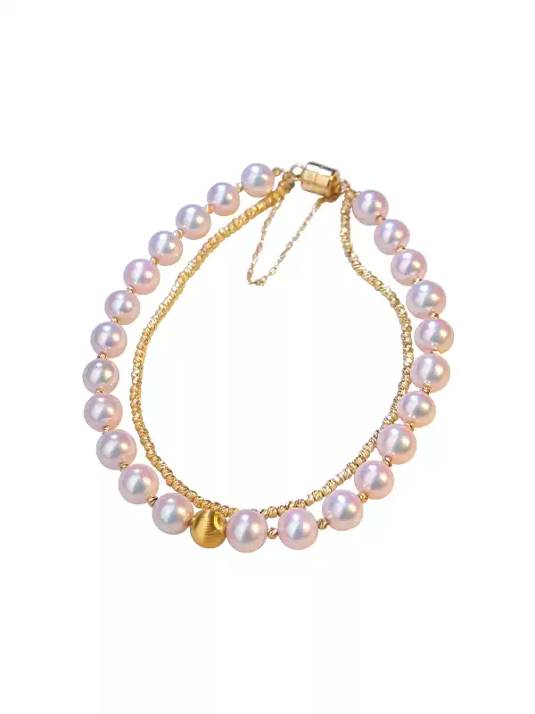 Akoya Double-Layer Pearl Bracelet in 18K Gold