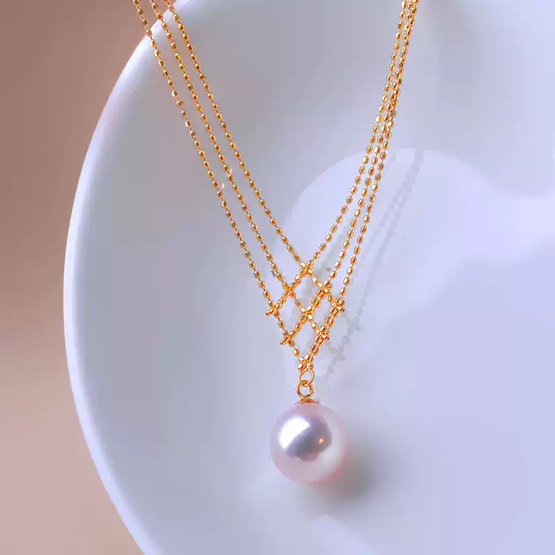Hanadama Akoya Openwork Pearl Pendant Choker in 18K Yellow Gold