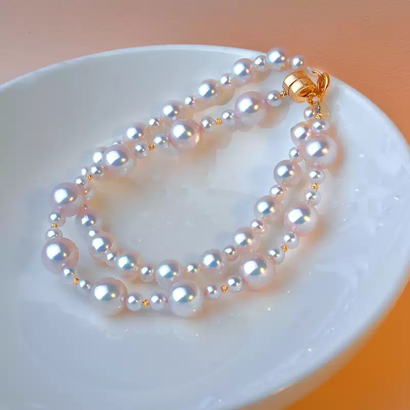 Akoya Pearl Bracelet in 18K Gold with 3-7.5 mm Pearls