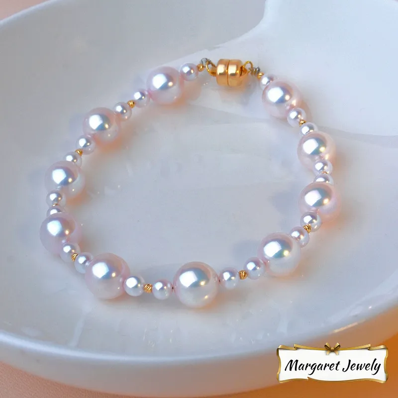 Akoya Pearl Bracelet in 18K Gold with 3-7.5 mm Pearls