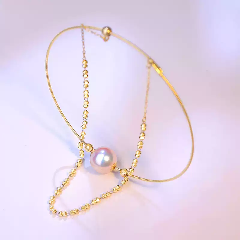 Akoya Double-Layer Sliding Pearl Bracelet in 18K Yellow Gold