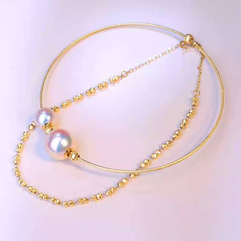 Akoya Double-Layer Sliding Pearl Bracelet in 18K Yellow Gold