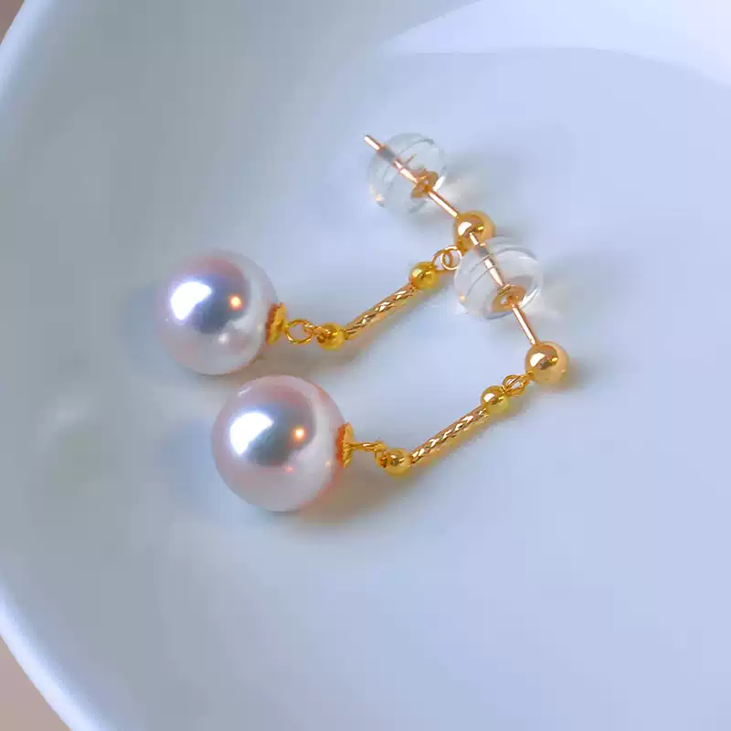 Akoya Textured-Detail Pearl Drop Earrings in 18K Yellow Gold