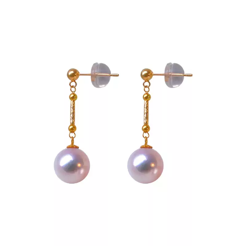 Akoya Textured-Detail Pearl Drop Earrings in 18K Yellow Gold