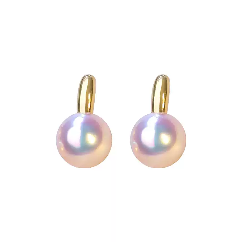 Akoya Pearl Stud Earrings in 18K Yellow Gold with 7-8.5 mm Pearls