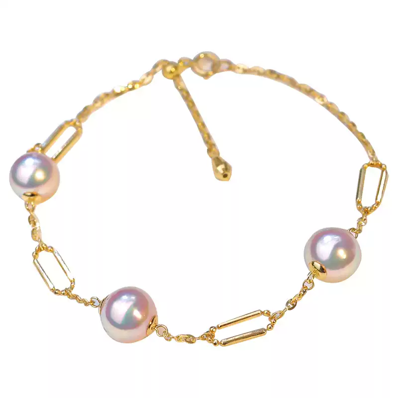 Akoya Chain Pearl Bracelet in 18K Yellow Gold