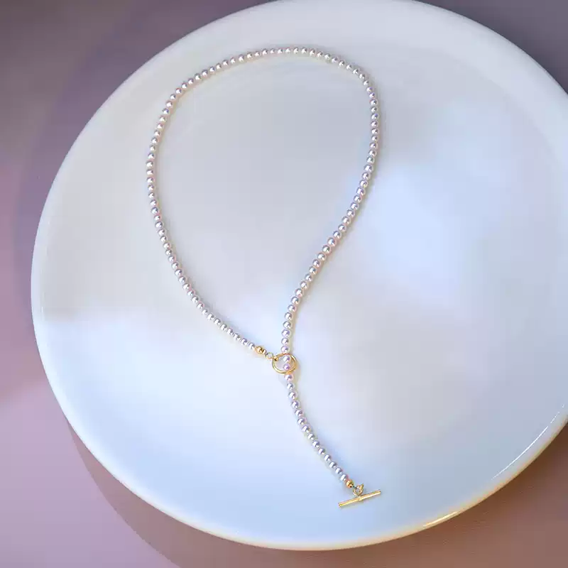 Akoya Baby Strand Pearl Choker Necklace in 18K Gold