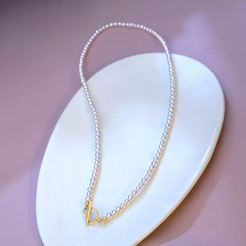 Akoya Baby Strand Pearl Choker Necklace in 18K Gold
