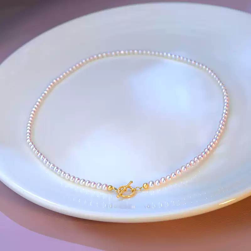 Akoya Baby Strand Pearl Choker Necklace in 18K Gold