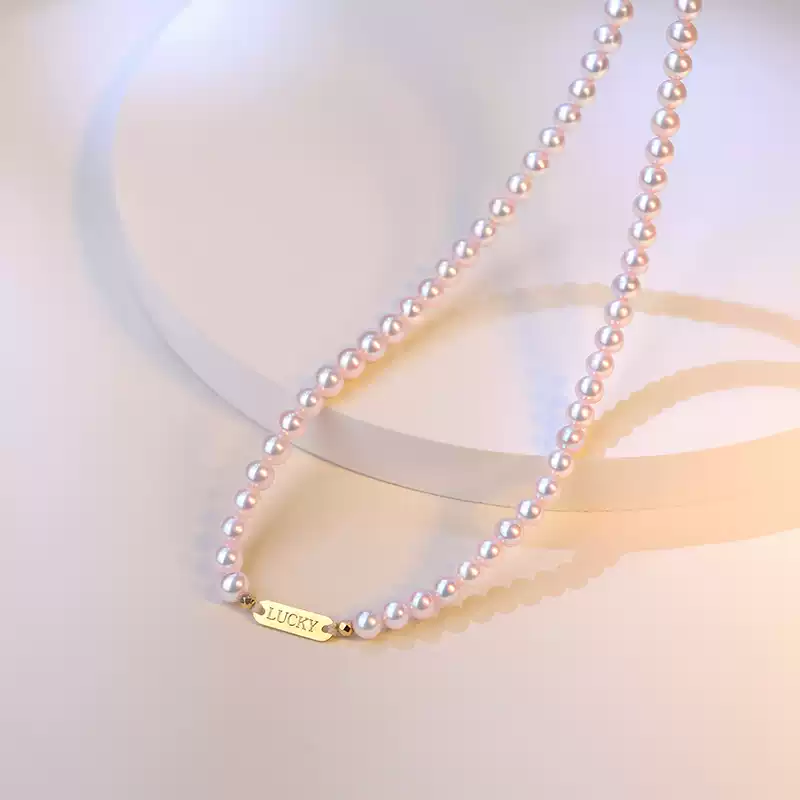 Akoya Baby Pearl Choker Necklace in 18K Yellow Gold