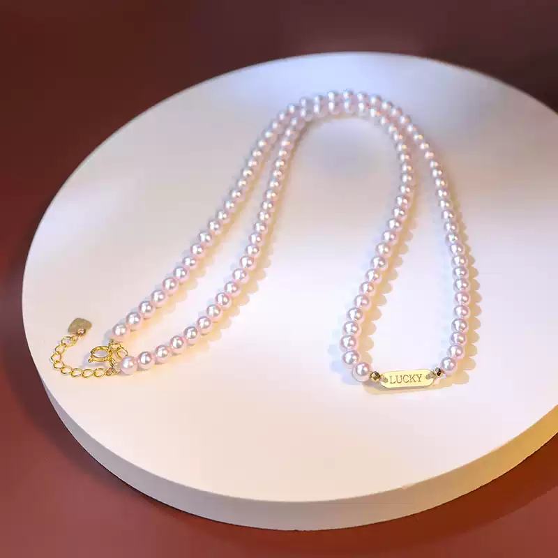 Akoya Baby Pearl Choker Necklace in 18K Yellow Gold