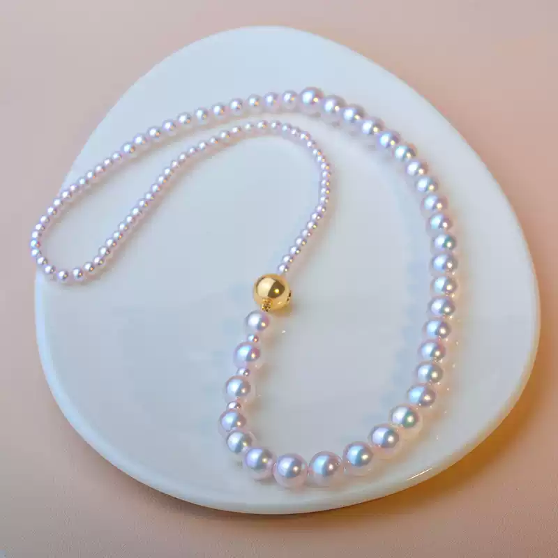 Akoya Baby Graduated Pearl Strand Necklace in 14K Gold