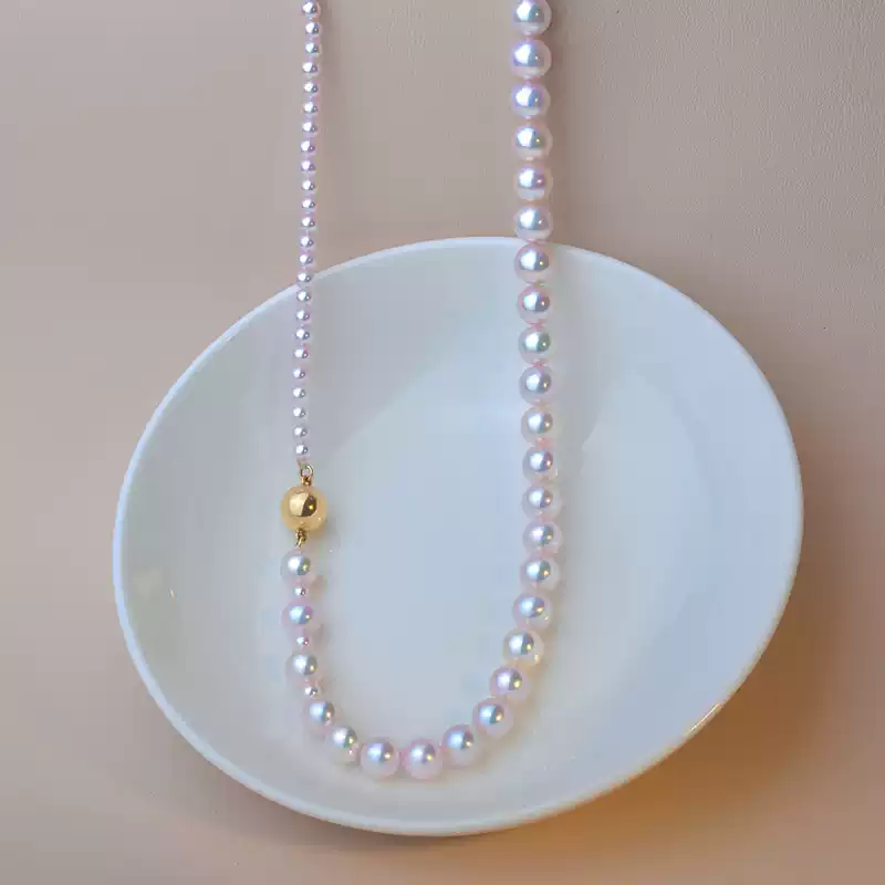 Akoya Baby Graduated Pearl Strand Necklace in 14K Gold