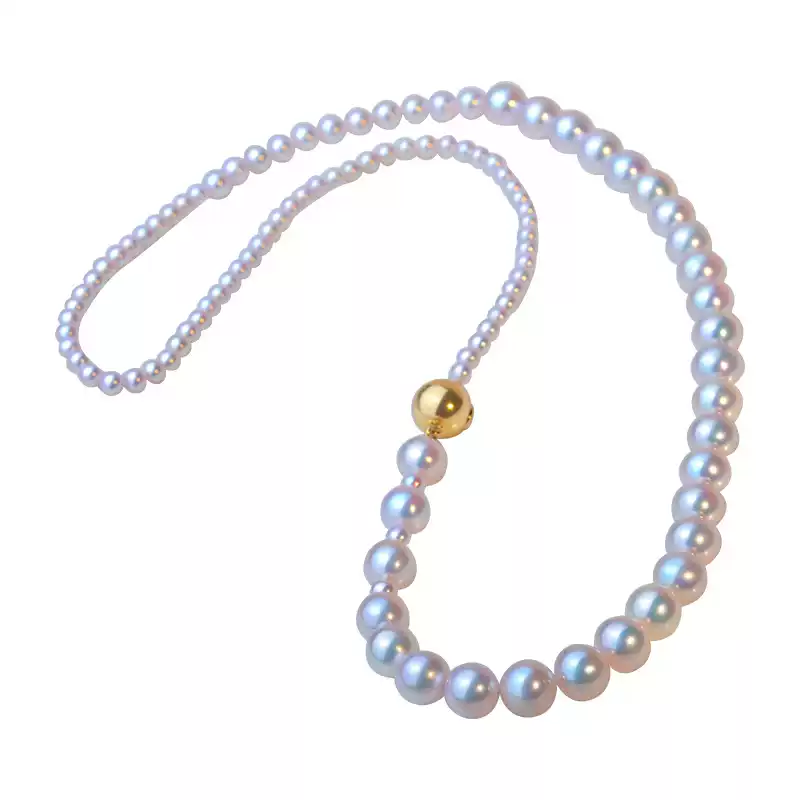 Akoya Baby Graduated Pearl Strand Necklace in 14K Gold