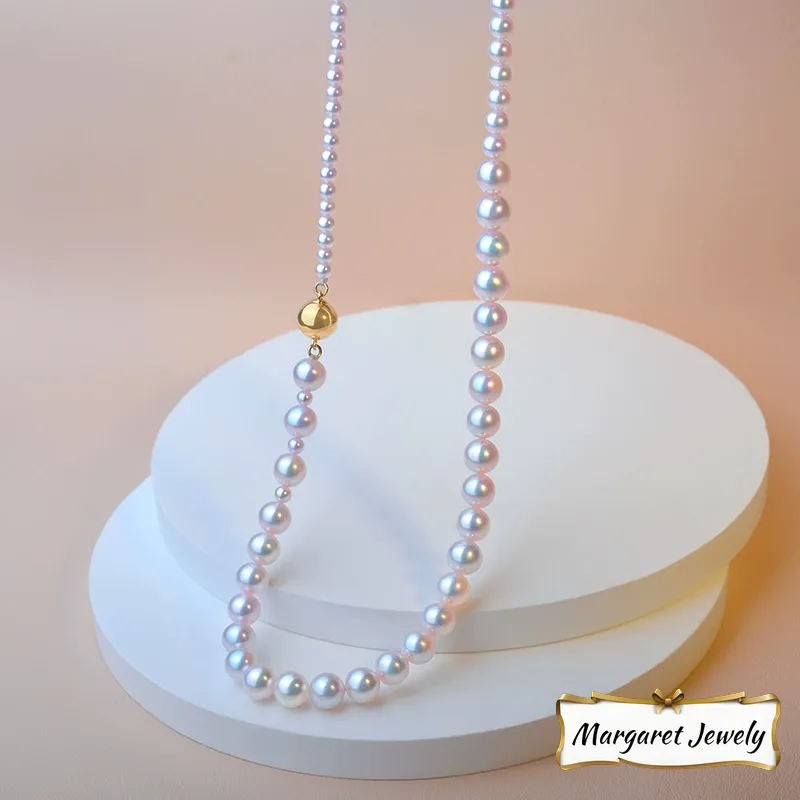 Akoya Baby Graduated Pearl Strand Necklace in 14K Gold