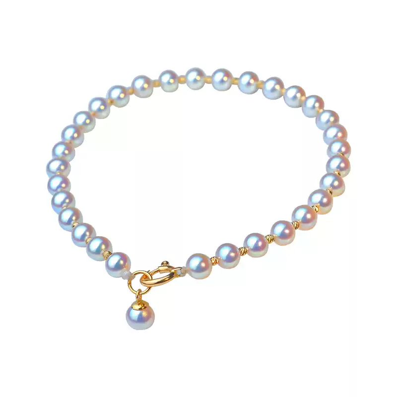 Akoya Pearl Bracelet in 18K Yellow Gold with 4-6 mm Pearls