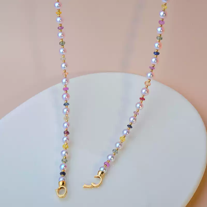 Akoya Pearl Choker Necklace in 18K Yellow Gold with 3-4 mm Pearls
