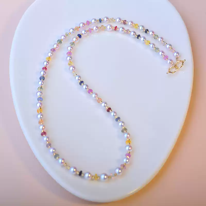 Akoya Pearl Choker Necklace in 18K Yellow Gold with 3-4 mm Pearls