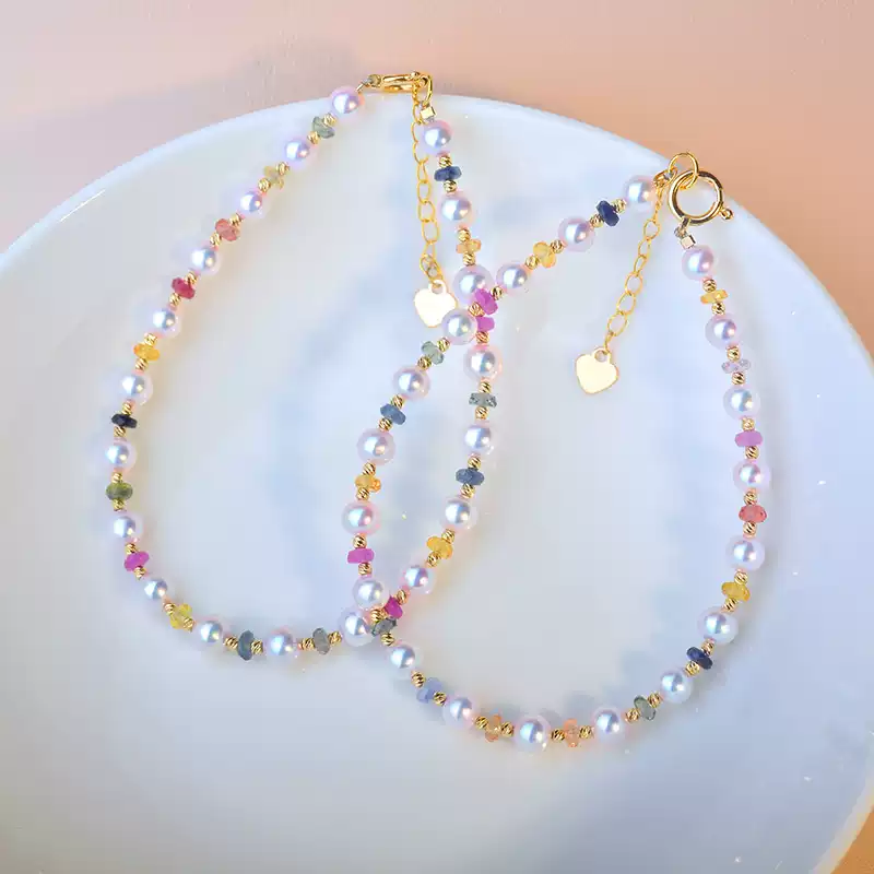Akoya Pearl Bracelet in 18K Yellow Gold with 3-4 mm Pearls