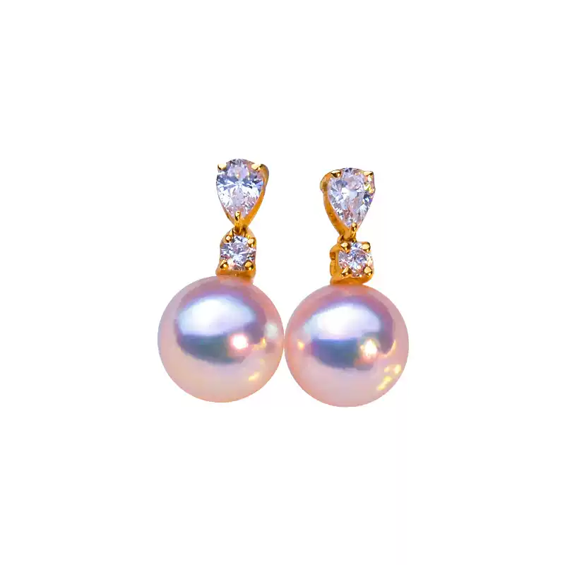 Akoya Elegant Pearl Stud Earrings in 18K Yellow Gold