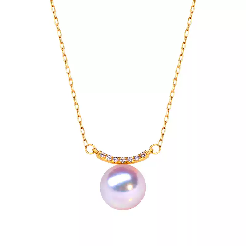 Akoya Pearl Pendant Choker in 18K Yellow Gold with 7.5-8.5 mm Pearls