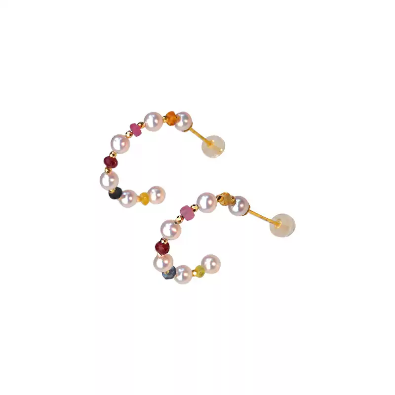 Akoya Pearl Hoop Earrings in 18K Gold