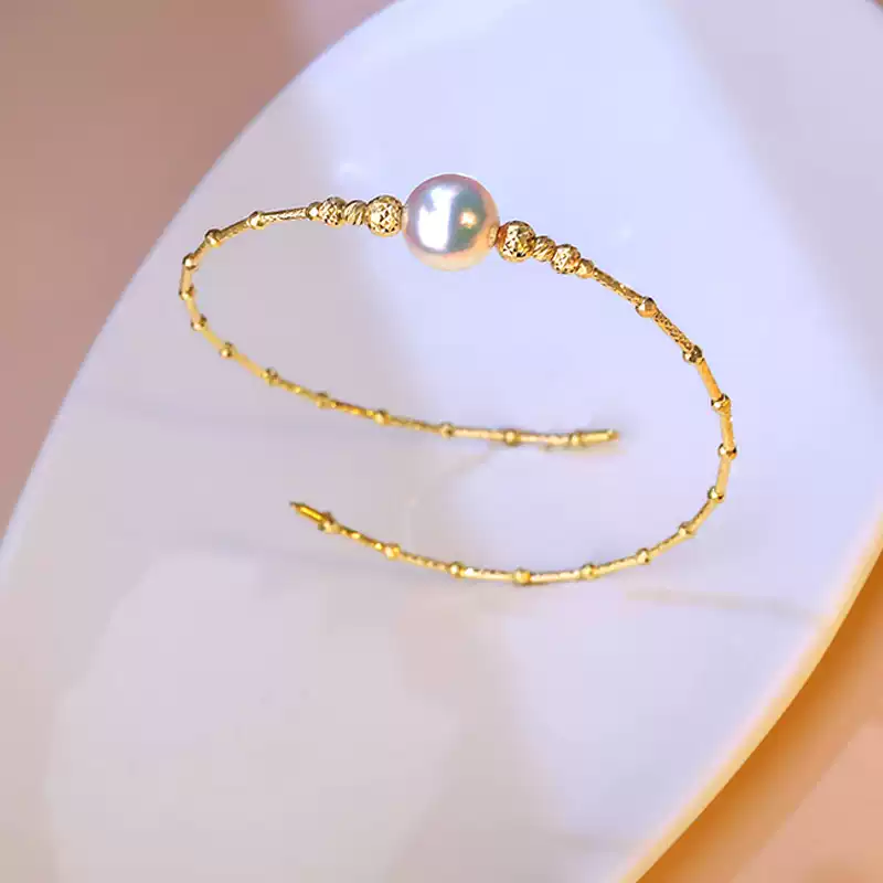 Akoya Pearl Bracelet in 18K Yellow Gold with 9-9.5 mm Pearls