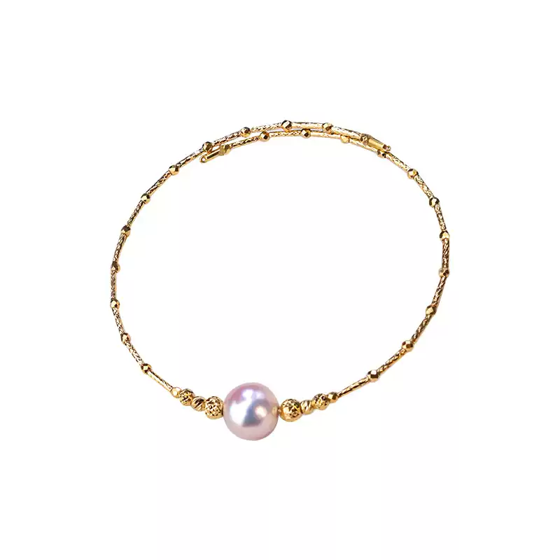 Akoya Pearl Bracelet in 18K Yellow Gold with 9-9.5 mm Pearls