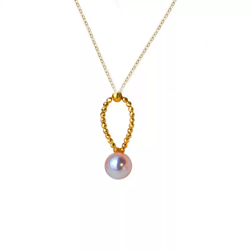 Akoya Chain Pearl Pendant Necklace in 18K Yellow Gold