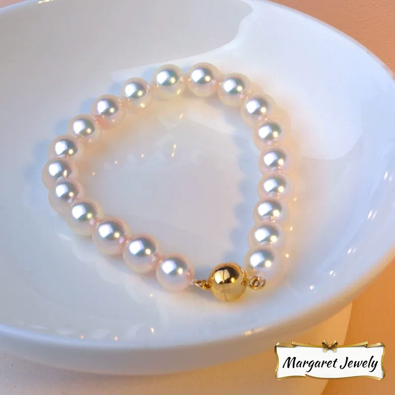 Akoya Pearl Bracelet in 18K Yellow Gold with 4-7 mm Pearls