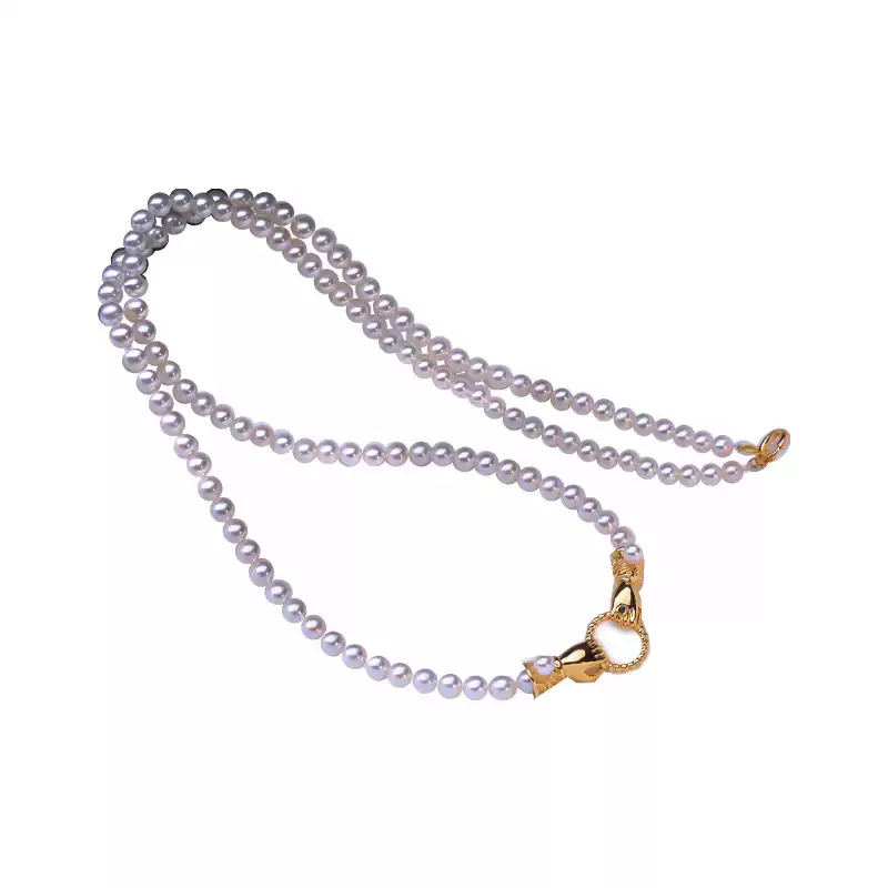 Akoya Pearl Necklace in 18K Yellow Gold