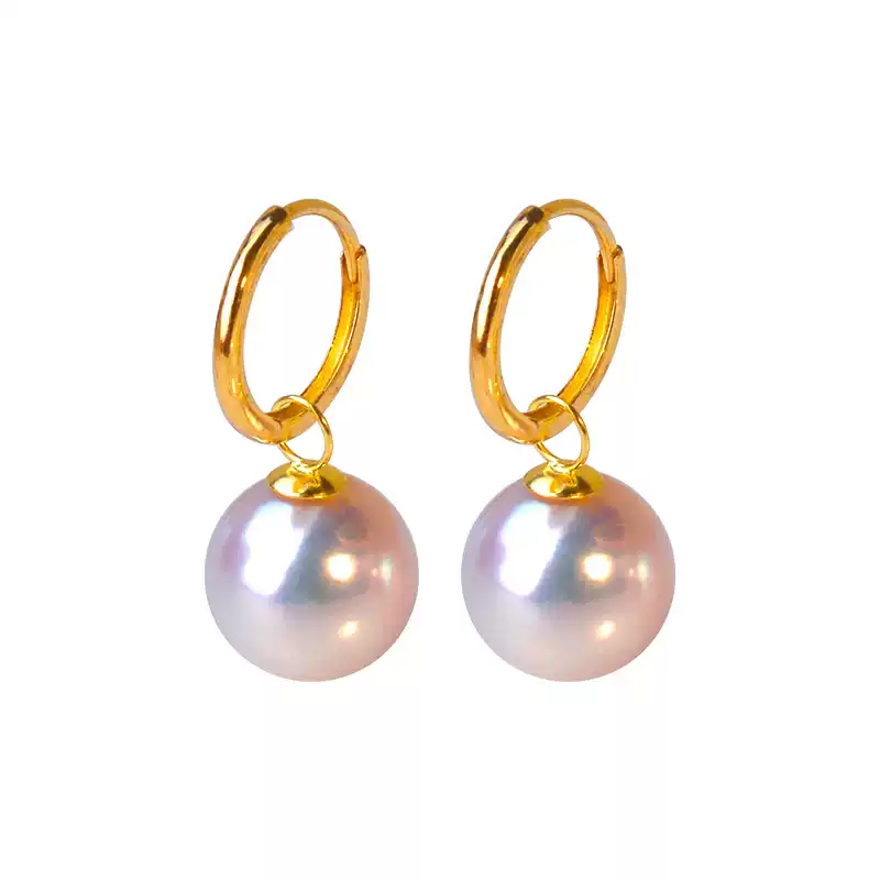 Akoya Convertible Pearl Stud Earrings in 18K Yellow Gold with 7-8.5 mm Pearls