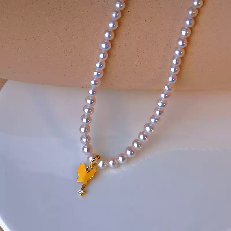 Akoya Baby Pearl Strand Necklace in 18K Gold