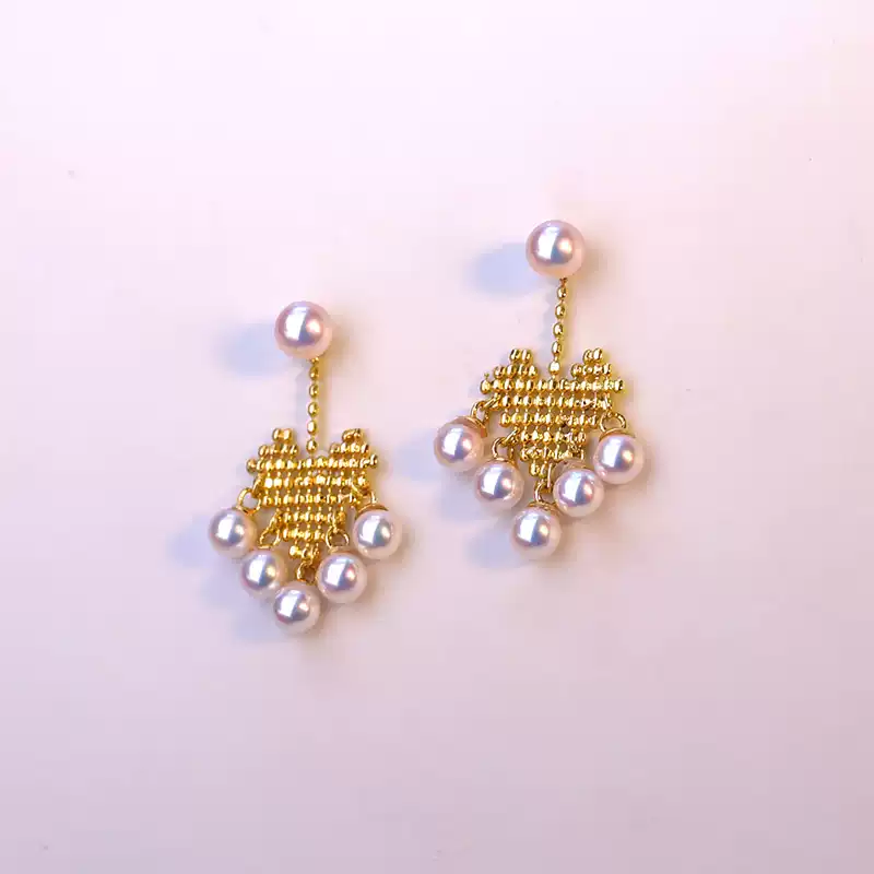Akoya Multi-Pearl Stud Earrings in 18K Gold
