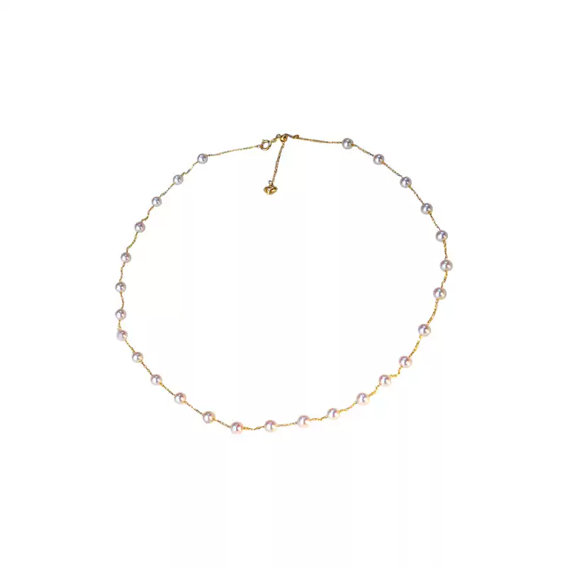 Akoya Light Bulb Baby Scattered Pearl Choker Necklace in 18K Gold