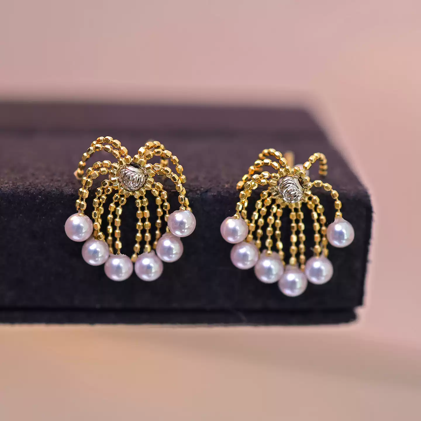 Akoya Pearl Stud Earrings in 18K Yellow Gold with 3-4 mm Pearls