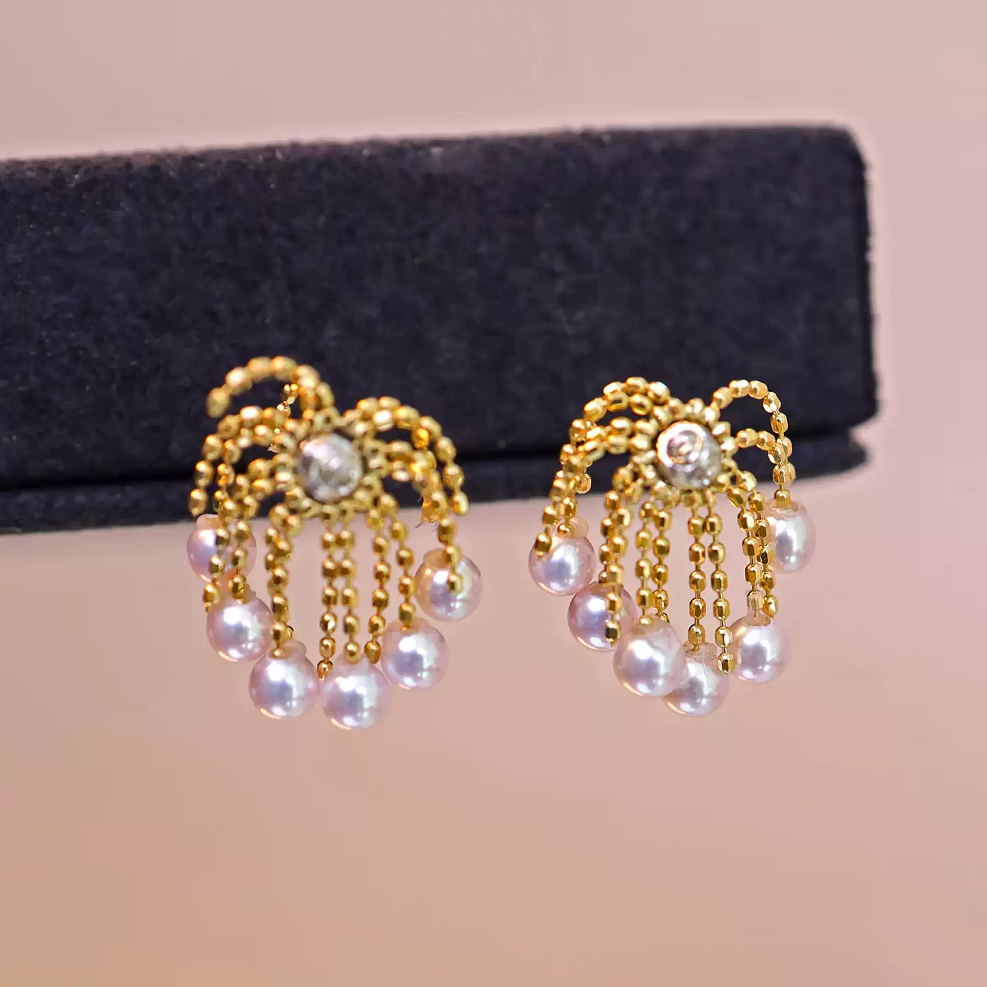 Akoya Pearl Stud Earrings in 18K Yellow Gold with 3-4 mm Pearls