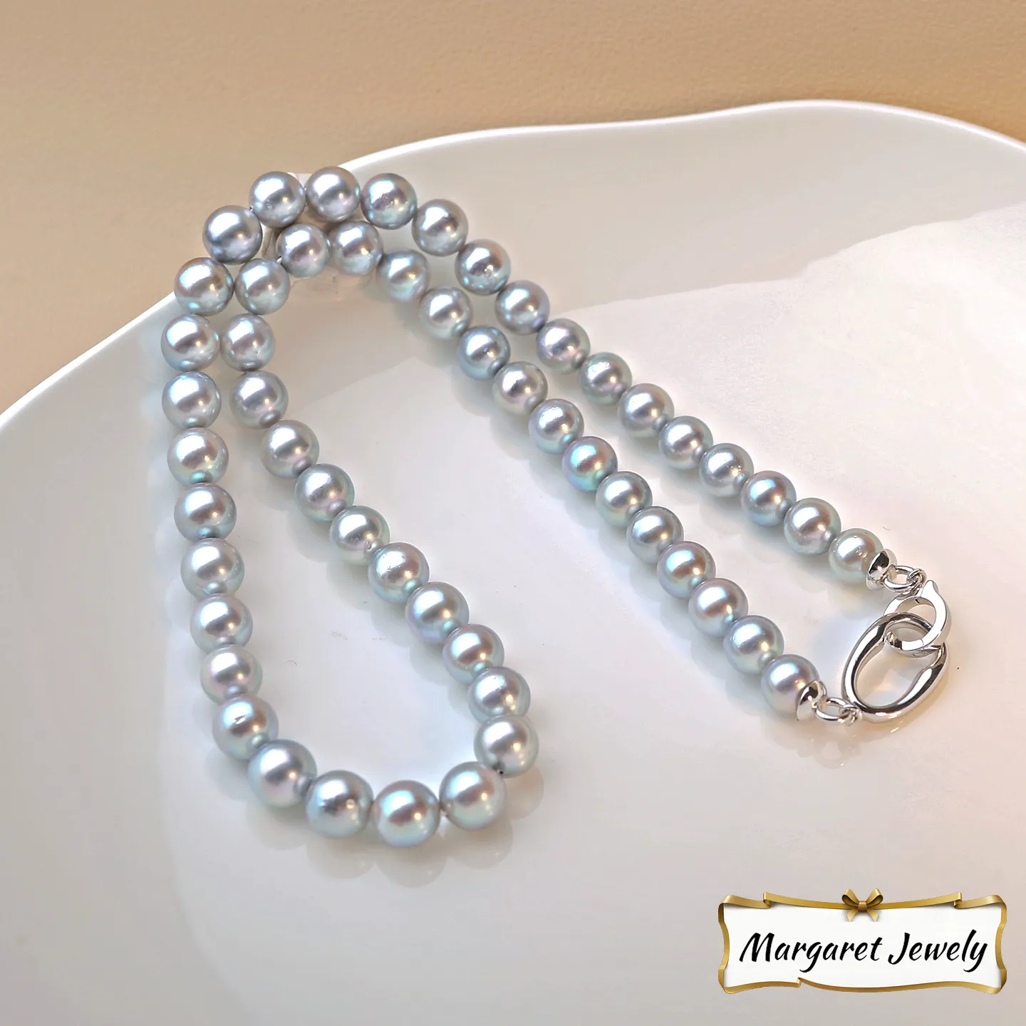 Madama Akoya Pearl Necklace in Sterling Silver