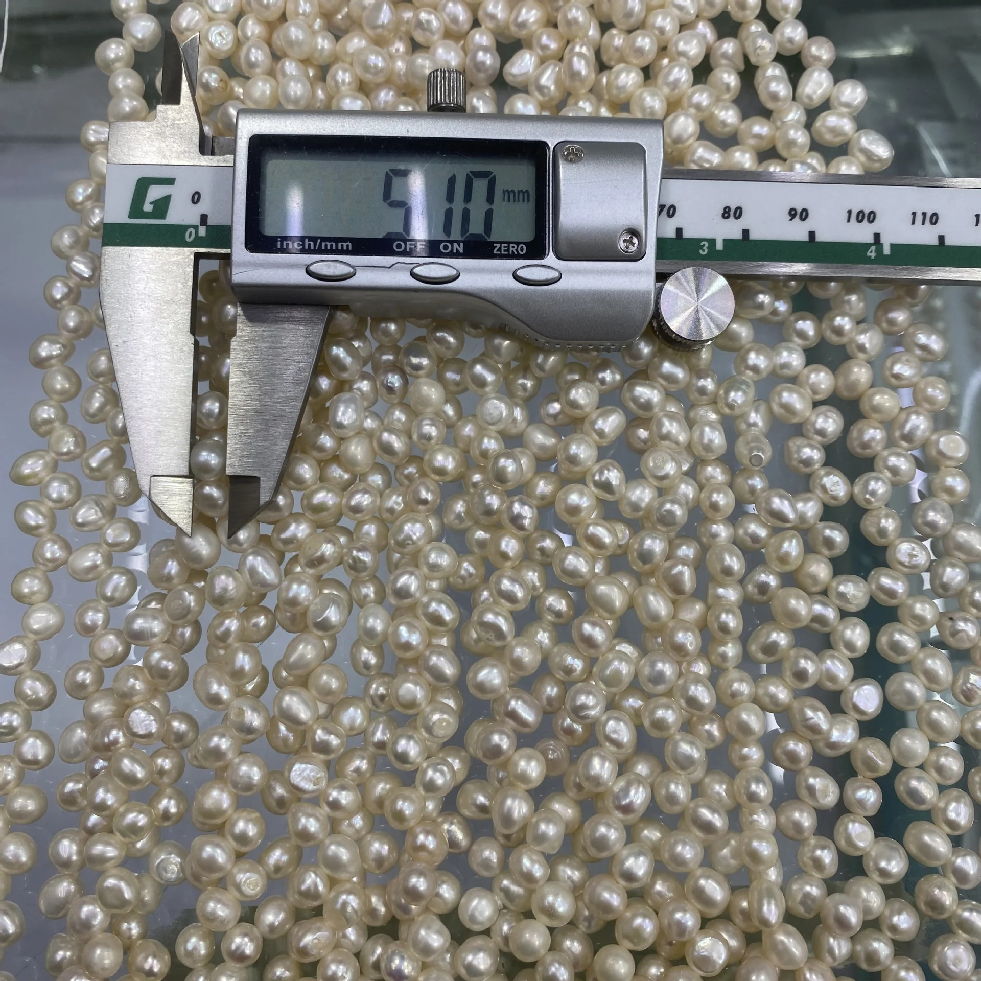 5-6 mm Lightly Blemished Potato Two-Side Luster Freshwater Pearl Strand