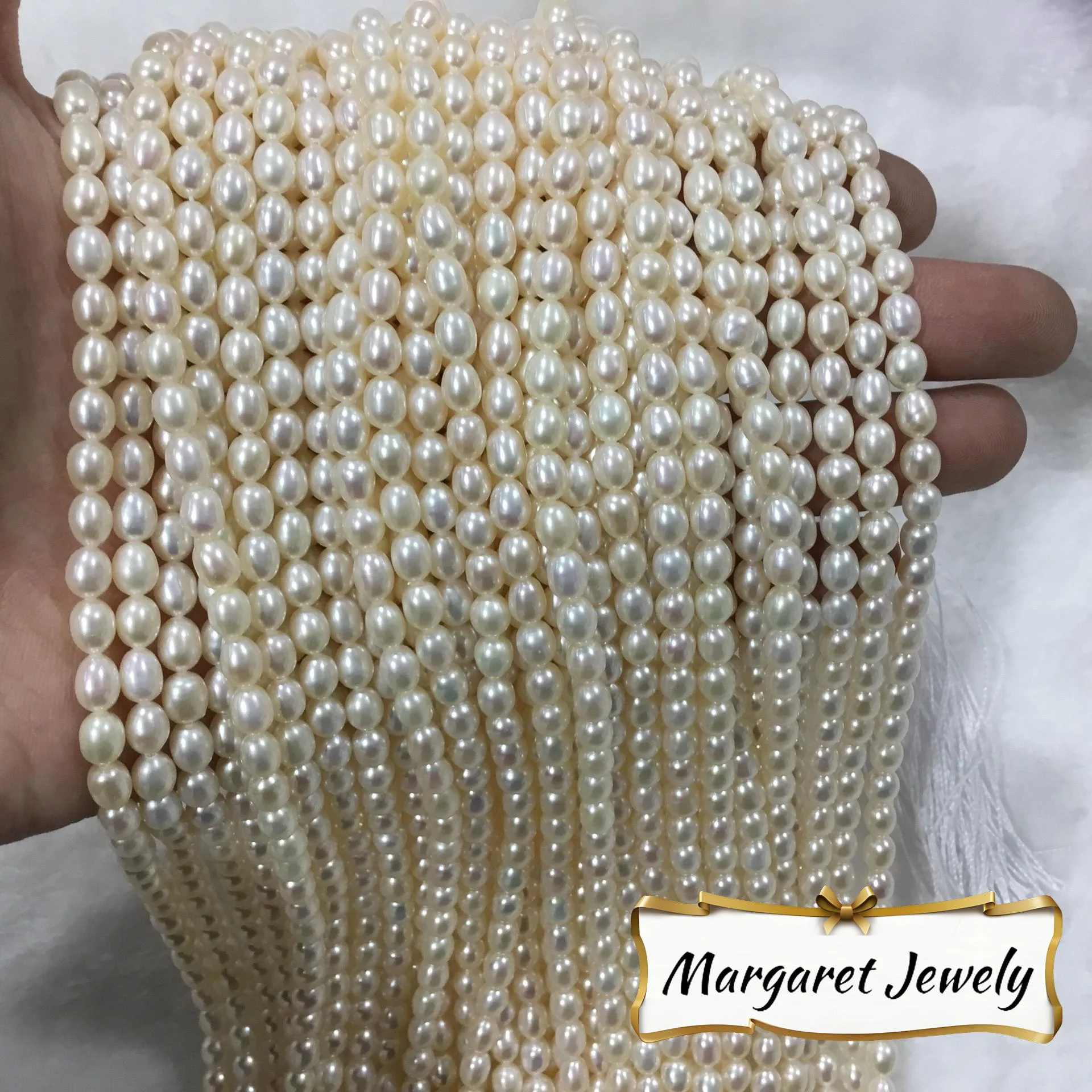 Rice-Shaped Freshwater Pearl Strands for Jewelry Making
