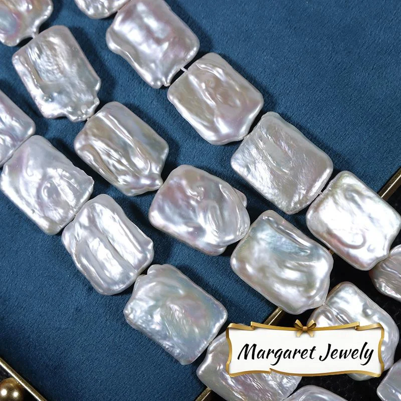 High-Luster Thick Square-Shaped Freshwater Baroque Pearl Strand