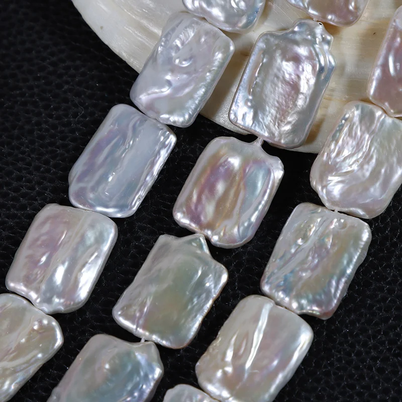 High-Luster Thick Square-Shaped Freshwater Baroque Pearl Strand